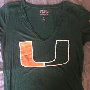 Pink University of Miami V-Neck